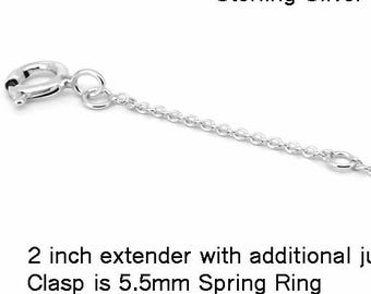 925 Sterling Silver Adjustable Necklace Extender 1" to 2"