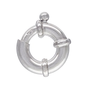 15mm Spring Ring Clasps Sterling silver 15mm x 3mm- 15mm Nautical Spring Ring Sterling Silver Necklace shortner, endless loop - Marked 925