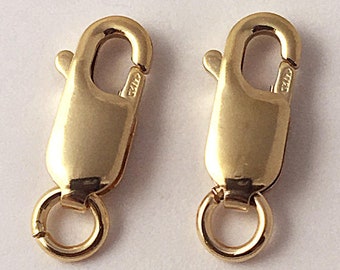 14K Gold-Filled Lobster Claw Clasp 12x4.5mm Findings With Ring 2 Pc, Gold filled Trigger Clasps- GF125-2P