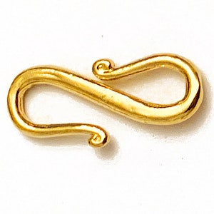 1 pc S Hook Clasp no rings Vermeil 16mm, Gold Plated over Sterling Silver, Sterling Silver Findings, Vermeil S Hook Clasps - VF1070