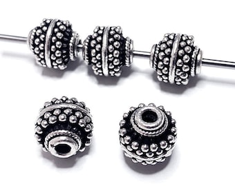 925 Sterling Silver 10mm Turkish Sterling Silver Beads Antiqued,  10 x 9.6mm, 1.5mm hole Granulated Silver Beads, Heavy 2.3 gm Silver bead