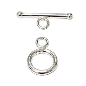 1 Set Toggle Clasps Round .925 Sterling Silver Toggle Clasps 9mm 925 Silver Round Bright White Toggle Clasp - TC39