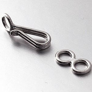 1 Set Sterling Silver J Hook and Eye Clasp, 1 Set 13mmx4mm J Hook & Eye Clasp Set,  Sterling Silver Findings