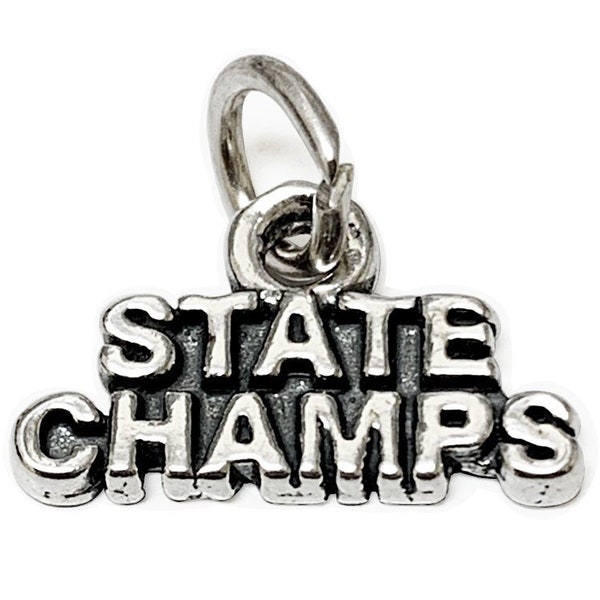 Sterling Silver State Champs Charm 9.5mm, silver Sports Charms, .925 Sterling Silver Charms, Victory Charms, State Champs charms - SP484