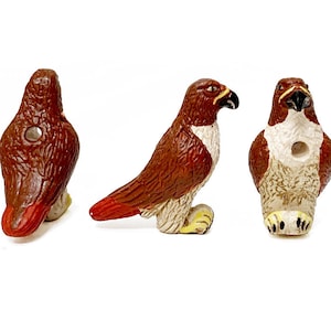 Large Falcon Beads - Animal Beads - Peruvian Beads, Ceramic Beads, Lots of 2, 4 and 8 Peregrine Falcon Beads, Brown Falcon, Bird Beads