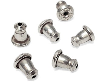Sterling Silver Bullet Clutch Earring Back  Barrel Earnut .925 Sterling Silver Bullet Clutch EarNuts, 4.7mmX5.6mm, 16pcs