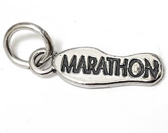 Sterling Silver Marathon Charm Print Shoe 18mm, Silver Shoe Charm, .925 Sterling Silver Charm, Sport Charm Marathon Print Shoe charm - SP340