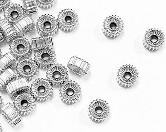 10 Pc Corrugated Rondelle Beads 925 Sterling Silver 4.2 x 2mm, 1.5mm Hole, Wholesale Silver beads, 925 Sterling Silver Rondelle Bead - SB504