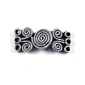 Sterling Silver 3-Strand Swirl Hook and Eye Clasp, 1 Set 24x10mm 3-Strand Swirl Hook and Eye Clasp Set Sterling Silver Findings - SF833