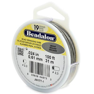 7 Strand Stainless Steel Bead Stringing Wire, .015 in (0.38 mm),Satin  Silver, 1000 ft (305 m)