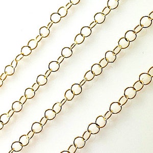 14Kt Gold Filled Chain 3.5mm round wire Cable, wholesale 14Kt Gold Filled Chain By Foot for permanent jewelry, 14K Gold Filled Chains GC315A