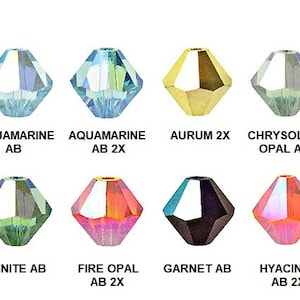 100 pcs Swarovski® or PRECIOSA 5328 Faceted Bicone Beads 4mm 5328 Swarovski or PRECIOSA Crystal Bicone Beads 4mm AB Coatings, Choose Color