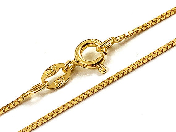 18 Inch Gold Plated 925 Sterling Silver 0.9 Mm Box Chain 18 Inch Gold Plated 925 Sterling Silver 0.9 Mm Box Chain