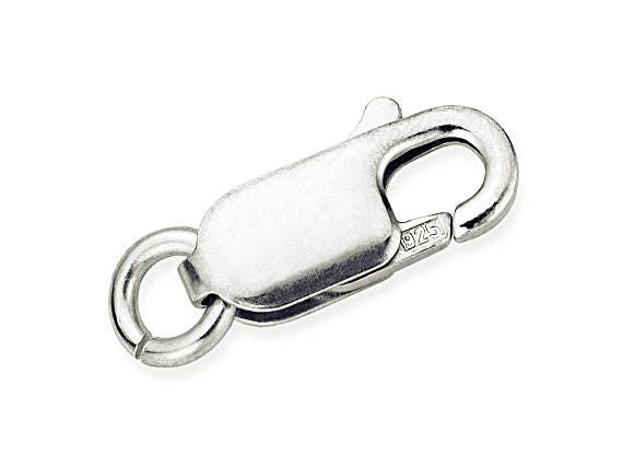 12mm Lobster Claw Clasp with Ring, Sterling Silver (10 Piece