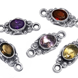 Handmade Gemstone Sterling Silver Links connectors small, Jaipur gemstone sterling silver jewerly, Choose Gemstone, Wholesale - SLF3
