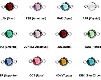 120 pcs Swarovski®/Preciosa Birthstone Channel Connectors, birthstone crystal connectors, Silver Plated (10 Sets) CLK6S-SET120