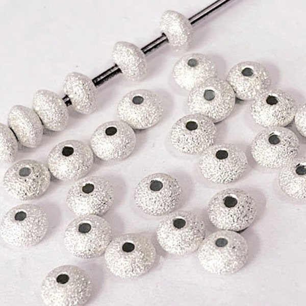 10 pcs Sterling Silver Stardust Saucer Beads 3x2mm, 0.75mm hole size, Sterling Silver Findings 3x2mm Sterling Silver Stardust Beads SSDB623