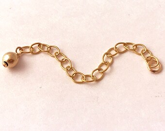 2" 14K Gold-Filled Extender Cable Chain With 4mm Bead, 14K Gold Extender Chains, Choose Qty 1, 5 pcs 14k Gold-Filled Findings GF703-3