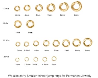 14K Gold Filled OPEN Jump Rings, 3mm to 9mm, 22Gauge to 18Gauge thickness, Click Lock Jump Ring,  USA Wholesale jump rings, Buy Bulk & Save