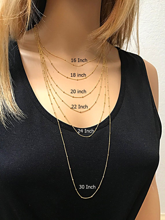 14K Gold Filled Satellite Chain Necklace 16 18 20 24 30 - Etsy Israel