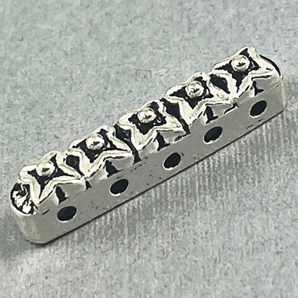 2 pcs Sterling Silver Beads, Bali Style Silver Beads 23.5mm, Sterling Silver 5 Hole Spacer Bar Flower Shape, 1.5mm Hole - SF875-5