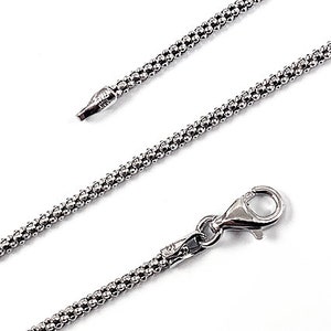 Popcorn Chain 1.7mm Thick .925 Sterling Silver Rhodium Plated, 925 Sterling Silver Rhodium Plated Popcorn Chain, Choose Length - SCHPxxR