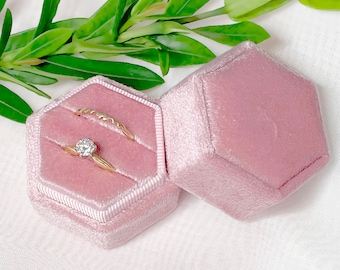 Proposal Ring Box, Velvet Vintage Style Handmade, Bride's Ring Box, Velvet Ring Box, Vintage Ring Box, Ring Bearer Box Rose Pink Color