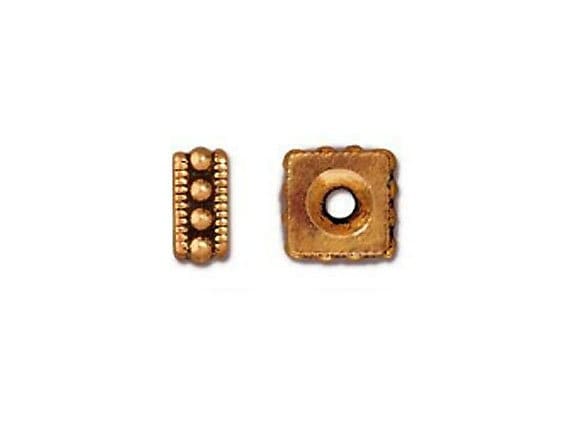 10 Pc Square Rococo Spacer Bead 6x6mm Antique Gold Tierracast Beads 94-5633-25 - P5633GA