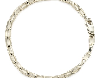 Sterling Silver Chain Bracelets/Necklace Wide Flat Oval Chunky Link Chain Unisex