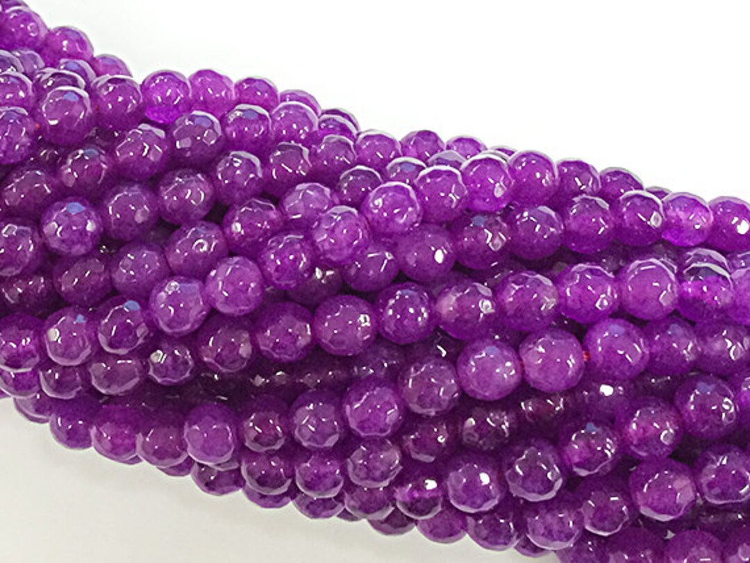 6mm Jade Faceted Round, Dark Bodacious Pink, 15 , 64 Perles, Pink ...