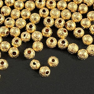 20 pcs Gold Filled Glitter Beads 3mm, 14K Gold Filled round glitter beads 0.8mm Hole, gold stretch bracelet beads, GTB203