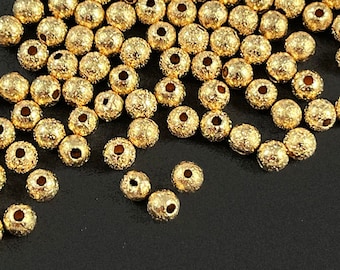 14K Gold Filled 20 pcs Glitter Beads 3mm, 14K Gold Filled round glitter beads 0.8mm Hole, gold stretch bracelet beads, GTB203