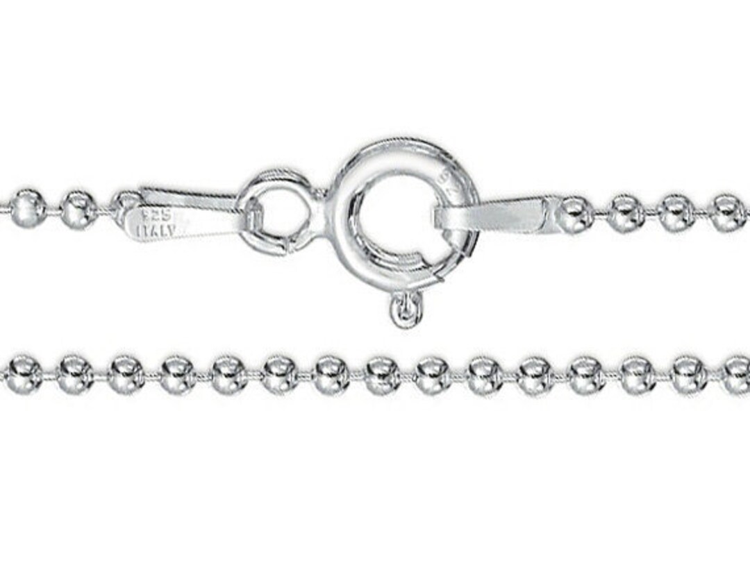 925 Solid Sterling Silver 1.5mm Bead Ball Chain 16 18 20 Etsy
