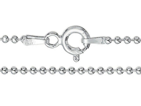 Collier Chaîne Argent 925 Perles Boules 1.5mm - Longueurs 16 à 22 Pouces - Neuf Italie