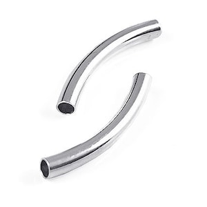 4 pcs Sterling Silver Plain Curved Tubes 3x25mm, Sterling Silver Smooth Curved Tubes for jewelry making, Sterling silver findings - SB931