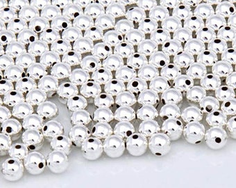 1.8mm 925 Sterling Silver Round Seamless Spacer Beads Sterling Silver Seamless Smooth Tiny Round Spacer Bead 0.8mm, Hole Choose Qty - SB180