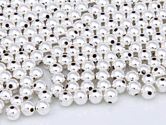1.8mm 925 Sterling Silver Round Seamless Spacer Beads Sterling Silver  Seamless Smooth Tiny Round Spacer Bead 0.8mm, Hole Choose Qty SB180 