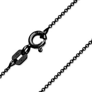 May include: A black chain necklace with a lobster clasp. The chain is made of 925 sterling silver and is marked "ITALY" on the clasp.