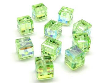 12 pcs Swarovski® 5601 Faceted Cube Beads 4mm, Swarovski Crystal Beads, 5601 Swarovski Crystal Cubes 4mm, Color AB Coatings Choose Color