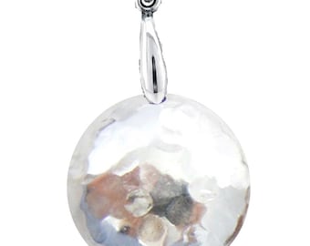 Handmade Hammered Sterling Silver Disc Pendant Minimalist Style, Gift for her