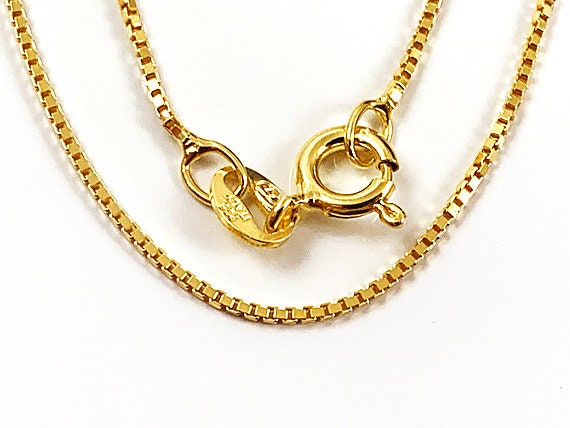 20 Inch Gold Plated 925 Sterling Silver 0.9 Mm Box Chain