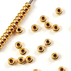 14K Gold Filled Rondelle Beads 3 x 1.5mm, 1mm Hole Wholesale 14K Gold Filled beads, Gold-Filled Rondelle Beads 14/20Kt Buy Bulk N Save GB403