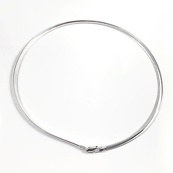 Sterling Silver 2mm Omega Necklace, 16