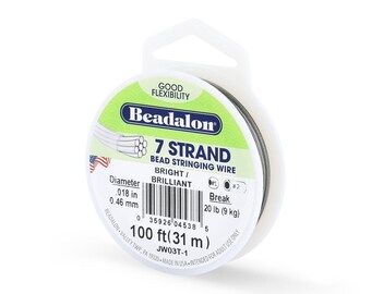 Beadalon 7 Strand Stainless Steel Flex Wire Gem and Bead Stringing Wire, Jewelry Making Supplies - 6 Colors - 7 Diameters - 3 Lengths