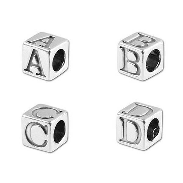 Choose your Letters and Quantity 5.5mm  Pewter Letter Cubes, Letter cube beads, letter blocks, Pewter alphabet bead, Initial letter bead