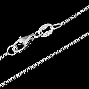 18 inch .925 Sterling Silver 1.25mm ROUND BOX Chain Necklace Rhodium Plated. Stamped 925 Italy Finished Chain, Rhodium Box Chain 18 Inch
