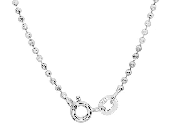 Sterling Silver 16" Beaded Ball Chain Necklace – Italian Crafted, White Gold Plated, Hypoallergenic 7 thumbnail image