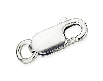 2pc 14mm Sterling Silver Lobster Claw Clasp with Ring, Rectangular shape Clasp, Stamped 925 Sterling Silver Findings , Buy Bulk N Save