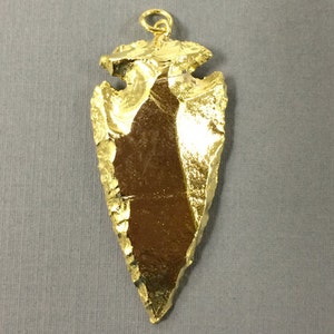 Full Gold Plated Gold Jasper Arrowhead, Gold Plated, Hand made Pendant 1.25 inch Approx, Gold Arrow head Pendant Charm