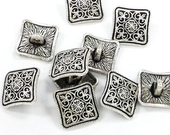 10 Pewter 13.5mm Button Clasp Antique Silver PBF324